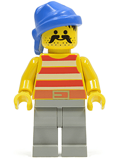 LEGO Pirate Red / White Stripes Shirt Blue Bandana (pi041) minifigure