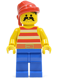 LEGO Pirate Red / White Stripes Shirt Red Bandana (pi043) Pirates Minifigure