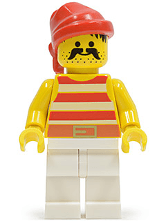 LEGO Pirate Red / White Stripes Shirt Red Bandana (pi045) Pirates Minifigure