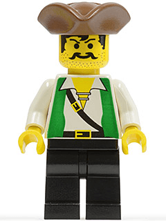 LEGO Pirate Green Vest Brown Pirate Triangle Hat (pi048) Pirates Minifigure