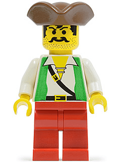 Pirate Green Vest, Red Legs, Brown Pirate Triangle Hat