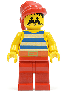 LEGO Pirate Blue / White Stripes Shirt Red Bandana (pi076) minifigure