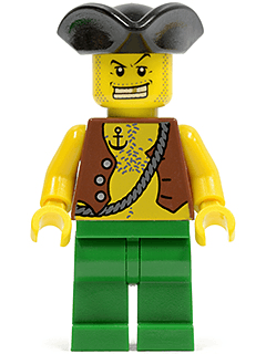 LEGO Pirate Vest and Anchor Tattoo Tricorne Hat (pi097) minifigure