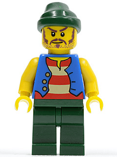LEGO Pirate Blue Vest Dark Green Bandana (pi099) minifigure