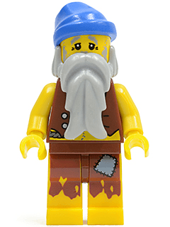 LEGO Pirate Vest and Anchor Tattoo Gray Beard Blue Bandana (Castaway) (pi100) minifigure