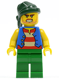 LEGO Pirate Blue Vest Dark Green Bandana Bared Teeth (pi103) Pirates Minifigure