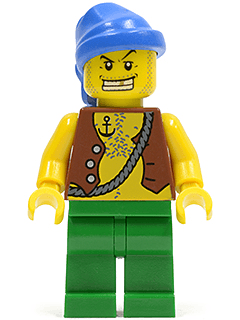 LEGO Pirate Vest and Anchor Tattoo Blue Bandana Gold Tooth (pi107) minifigure