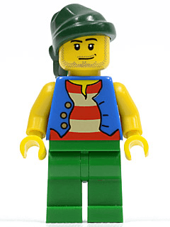 LEGO Pirate Blue Vest Dark Green Bandana Smirk and Stubble Beard (pi108) Pirates Minifigure