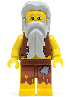 LEGO Pirate Vest and Anchor Tattoo Gray Beard Gray Hair (Castaway) (pi112) minifigure