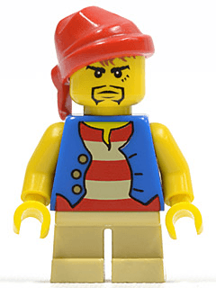 Pirate - Blue Vest, Tan Short Legs, Red Bandana, Black Goatee