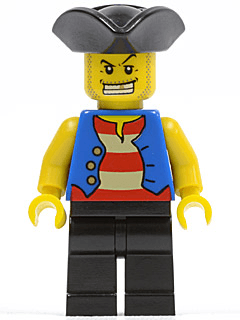 Pirate Blue Vest, Black Legs, Tricorne Hat
