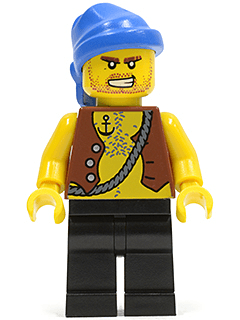 LEGO Pirate Vest and Anchor Tattoo Blue Bandana (pi128) Pirates Minifigure