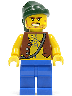 LEGO Pirate Vest and Anchor Tattoo Dark Green Bandana (pi129) minifigure