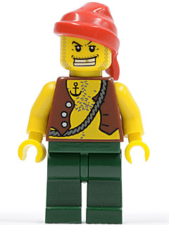 LEGO Pirate Vest and Anchor Tattoo Red Bandana (pi130) Pirates Minifigure