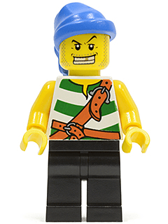 LEGO Pirate Green / White Stripes Blue Bandana White Teeth with Gold Tooth (pi131) Pirates Minifigure