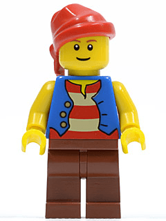 LEGO Pirate Blue Vest Reddish Brown Legs Red Bandana (Undetermined Eyebrows) (pi137) minifigure