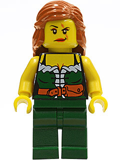 Pirate Female, Dark Green Legs, Scar over Left Eye