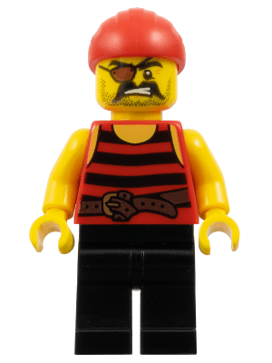 Pirate 1 - Black and Red Stripes, Black Legs, Eye Patch