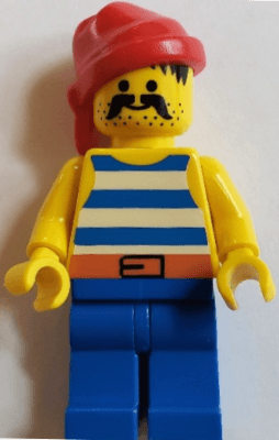 Pirate Blue / White Stripes Shirt, Blue Legs, Red Bandana, Belt with Black Buckle