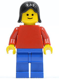 LEGO Plain Red Torso with Red Arms Black Female Hair (pln001) Town / City Minifigure
