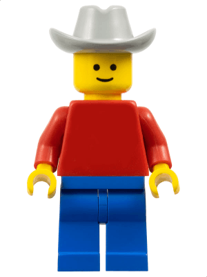 Plain Red Torso with Red Arms, Blue Legs, Light Gray Cowboy Hat