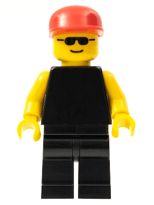 LEGO Plain Black Torso with Yellow Arms Sunglasses Red Cap (pln005) Town / City Minifigure
