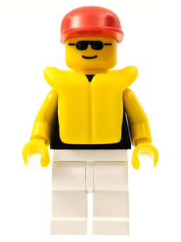 LEGO Plain Black Torso with Yellow Arms Sunglasses Red Cap Life Jacket (pln008) minifigure
