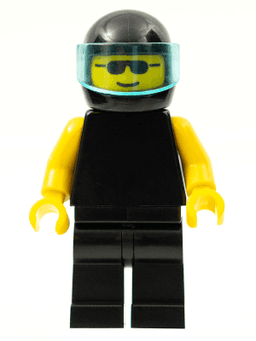 LEGO Plain Black Torso with Yellow Arms Sunglasses Trans-Light Blue Visor (pln011) minifigure
