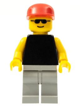 LEGO Plain Black Torso with Yellow Arms Sunglasses Red Cap (pln012) minifigure