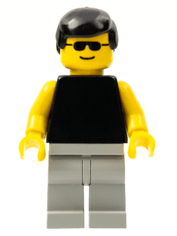 LEGO Plain Black Torso with Yellow Arms Sunglasses Black Male Hair (pln013) minifigure