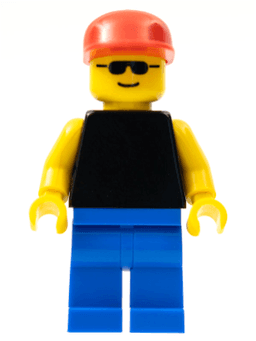 LEGO Plain Black Torso with Yellow Arms Sunglasses Red Cap (pln014) minifigure