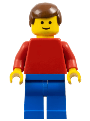 LEGO Plain Red Torso with Red Arms Brown Male Hair (pln016) Town / City Minifigure