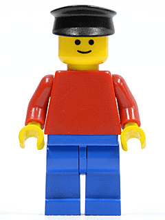 LEGO Plain Red Torso with Red Arms Black Hat (pln017) Town / City Minifigure