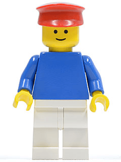 LEGO Plain Blue Torso with Blue Arms Red Hat (pln021) Town / City Minifigure