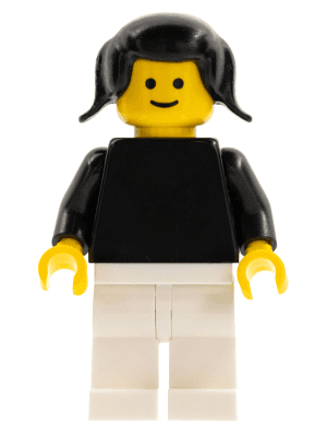 LEGO Plain Black Torso with Black Arms Black Pigtails Hair (pln022) Town / City Minifigure