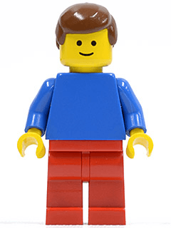 LEGO Plain Blue Torso with Blue Arms Brown Male Hair (pln023) Town / City Minifigure
