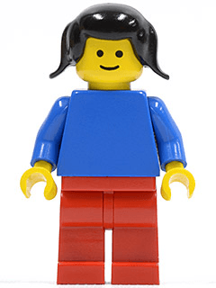 LEGO Plain Blue Torso with Blue Arms Black Pigtails Hair (pln024) minifigure
