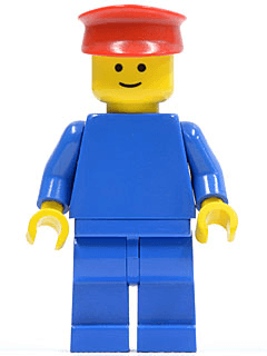 LEGO Plain Blue Torso with Blue Arms Red Hat (pln028) Town / City Minifigure