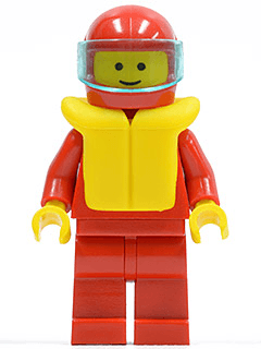 LEGO Plain Red Torso with Red Arms Trans-Light Blue Visor Life Jacket (pln031) Town / City Minifigure