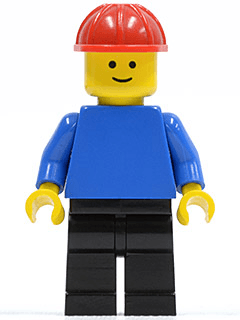LEGO Plain Blue Torso with Blue Arms Red Construction Helmet (pln037) Town / City Minifigure