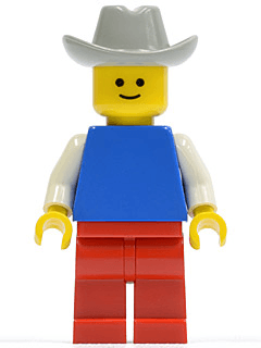 LEGO Plain Blue Torso with White Arms Light Gray Cowboy Hat (pln039) Town / City Minifigure