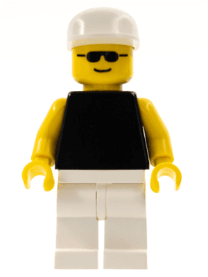 Plain Black Torso with Yellow Arms, White Legs, White Cap, Sunglasses