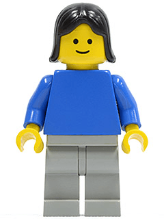 LEGO Plain Blue Torso with Blue Arms Black Female Hair (pln044) minifigure
