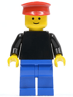 LEGO Plain Black Torso with Black Arms Red Hat (pln046) minifigure