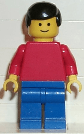 LEGO Plain Red Torso with Red Arms Black Male Hair (pln050) Town / City Minifigure
