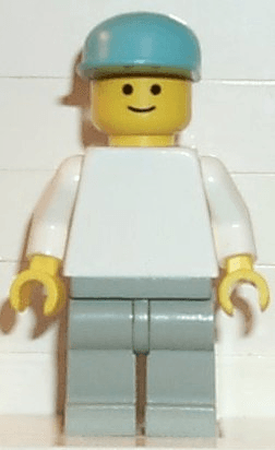 Plain White Torso with White Arms, Light Gray Legs, Maersk Blue Cap