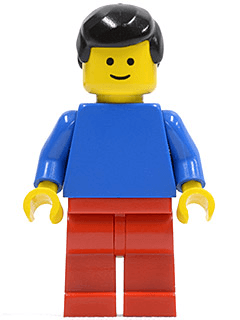 LEGO Plain Blue Torso with Blue Arms Black Male Hair (pln059) Town / City Minifigure