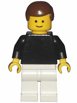 LEGO Plain Black Torso with Black Arms Brown Male Hair (pln060) minifigure