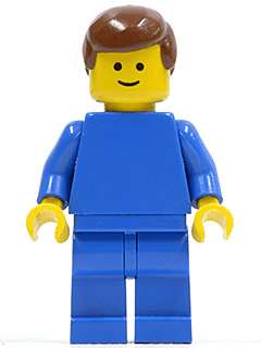 LEGO Plain Blue Torso with Blue Arms Brown Male Hair (pln061) Town / City Minifigure