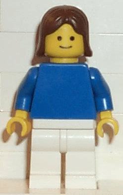 LEGO Plain Blue Torso with Blue Arms Brown Female Hair (pln062) Town / City Minifigure